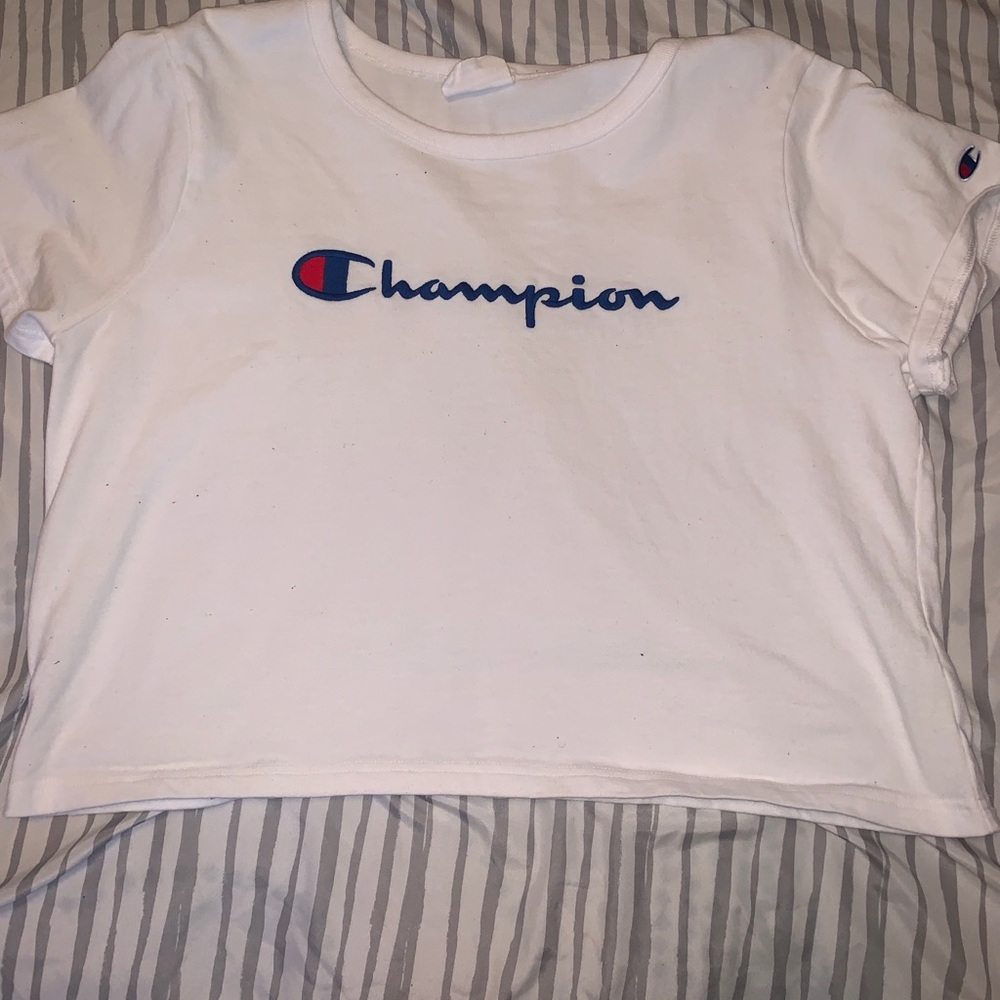 Champion Cropped White Tee